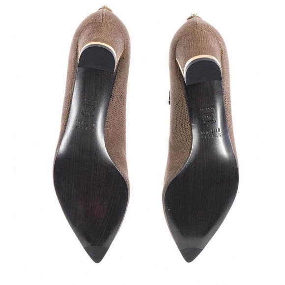 NEW STUART WEITZMAN Heels Pumps Pointed Toe Sz. 8.5 M Brown Suede Chunky Heel - Picture 5 of 5